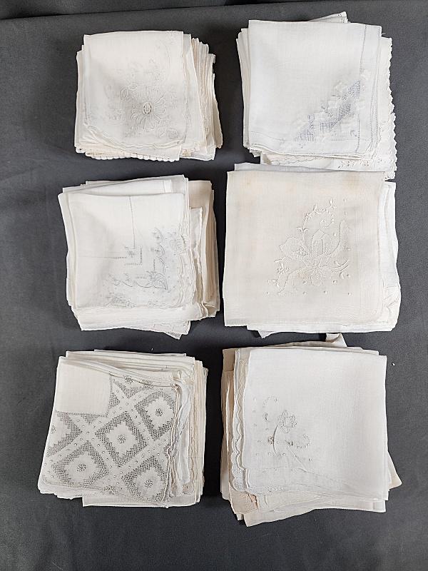 140 Vintage White on White Handkerchiefs (1 of 17)