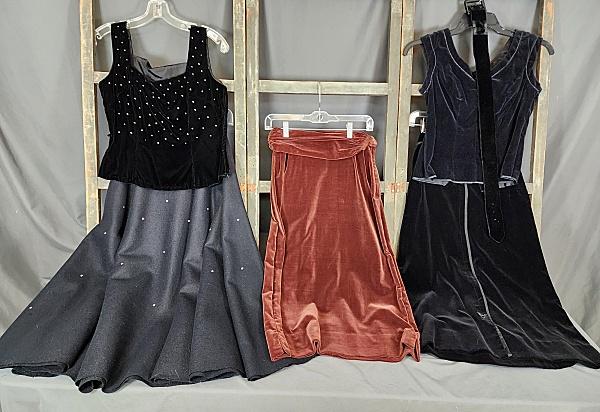 Vintage 2 Piece Velvet Dress and 2 Velvet Skirts (1 of 12)