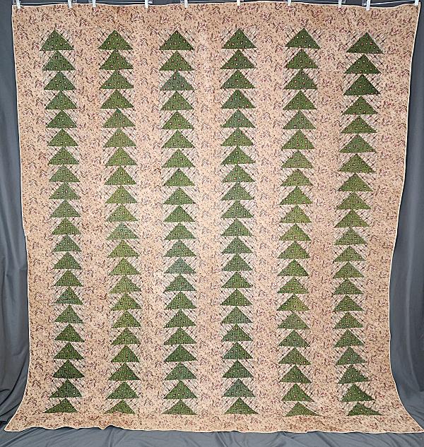 Antique c1845 Chintz Flying Geese Quilt (1 of 14)