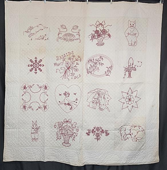 Antique c1920 Redwork Quilt (1 of 13)