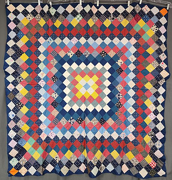 Vintage c1930 Postage Stamp Quilt Top (1 of 9)