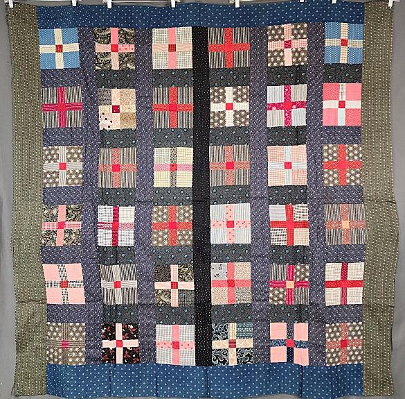 Antique c1890 Uneven 9 Patch Quilt Top (1 of 7)
