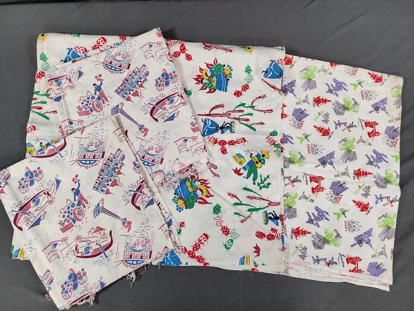 4 Vintage Printed Feedsacks - Travel Theme (1 of 7)