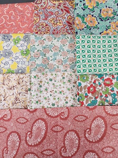 10 Vintage Printed Feedsacks - Orange & Yellow & Green (1 of 13)