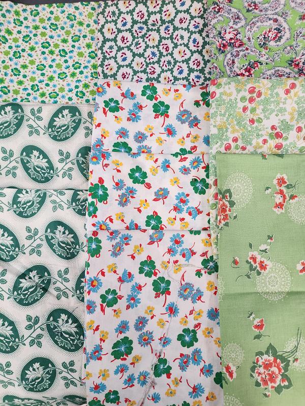 10 Vintage Printed Feedsacks - Green (1 of 14)