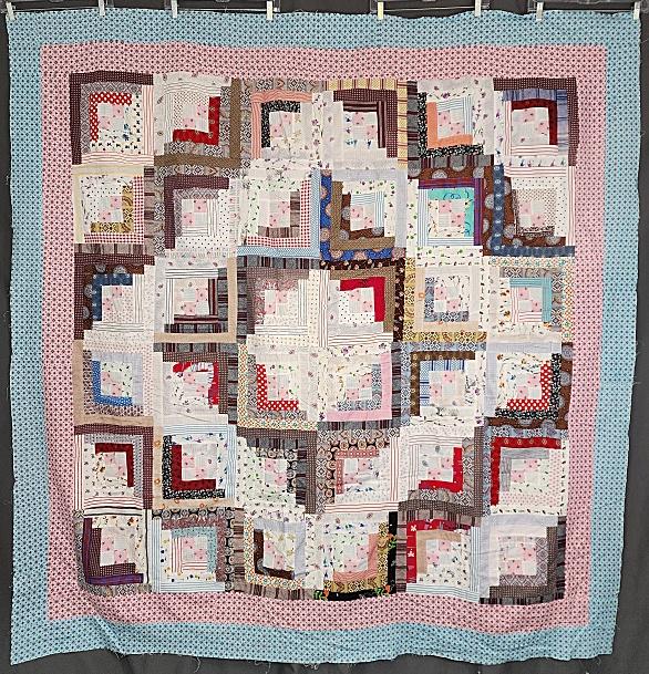 Vintage c1950 Log Cabin Quilt Top (1 of 10)