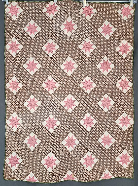 Antique c1880 Small Scale Lemoyne Star Crib Quilt (1 of 6)
