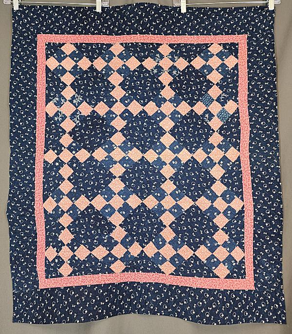 Antique c1880 Single Irish Chain Crib Quilt (1 of 4)