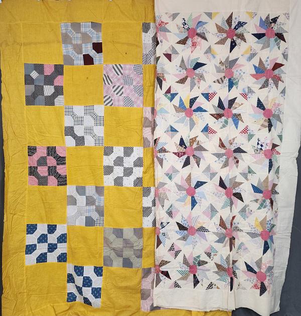 2 Vintage Quilt Tops - Bow Ties, Merry Go Round (1 of 13)