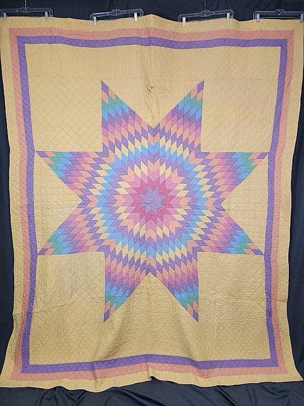 Vintage c1930 Pastel Lone Star Quilt (1 of 9)