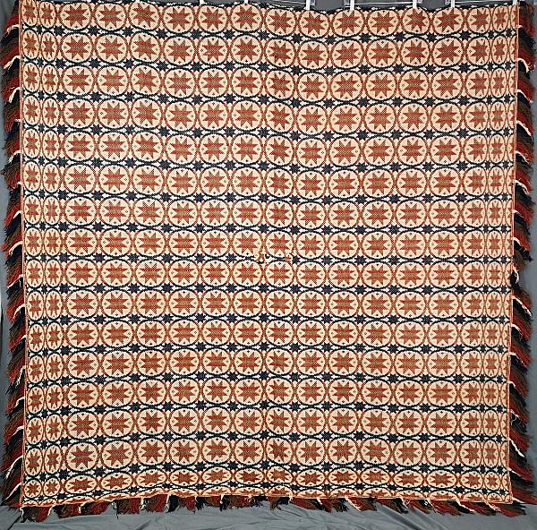 Antique Overshot Jacquard Woven Coverlet (1 of 11)