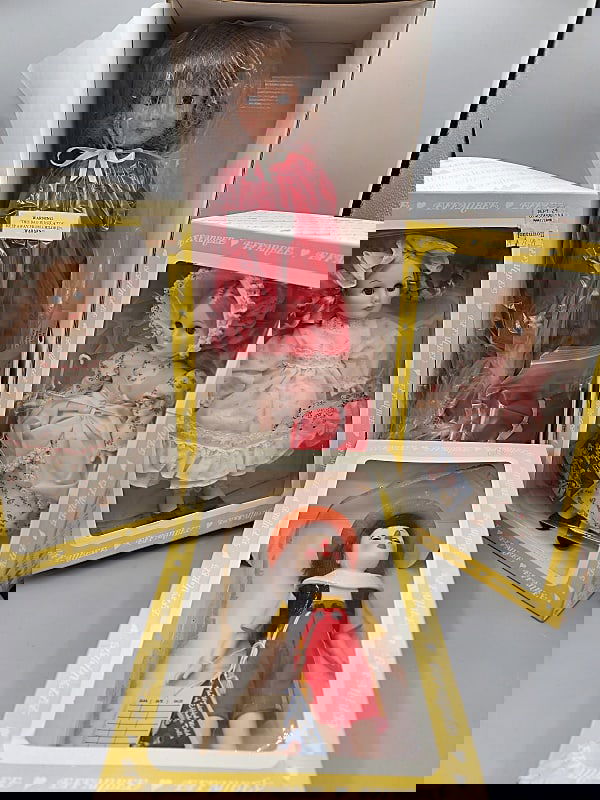 4 Vintage Effanbee Dolls: 4 Vintage Effanbee Dolls. Includes Mary Had A Little Lamb in original box; Little Bo-Peep in original box; Pinocchio, not in original box, and an 18" American Child, never been removed from box with o