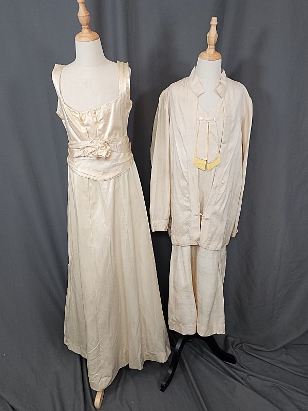 2 Antique Ivory Silk Dresses (1 of 16)
