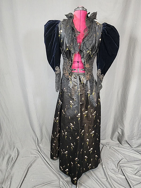 Antique Victorian Silk Brocade Skirt Blouse & Beaded Jacket (1 of 19)