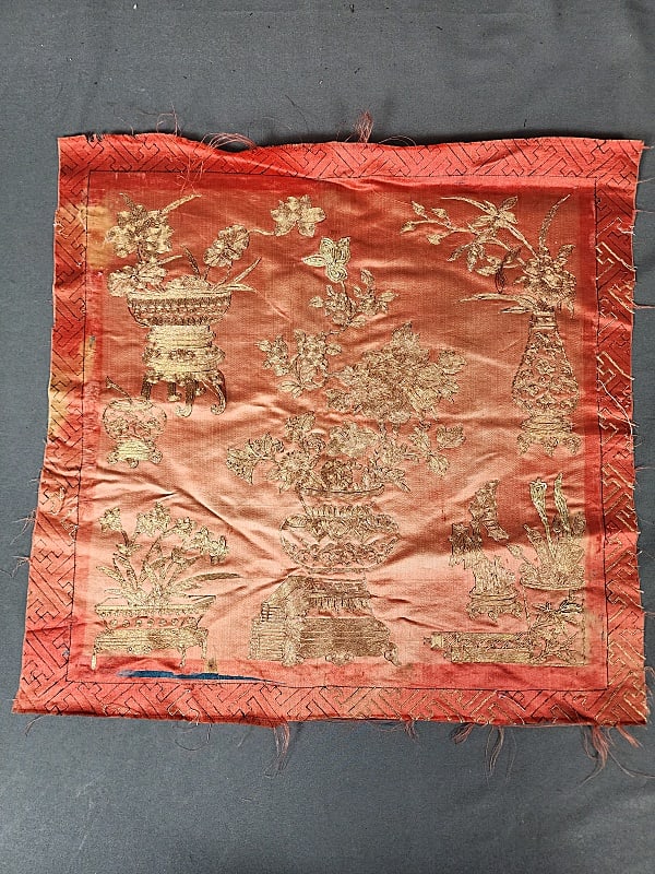 Antique Chinese Silk with Gold Embroidery Panel (1 of 7)