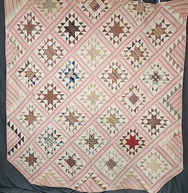 Antique c1850 Framed Ohio Star Quilt-Virginia (1 of 13)