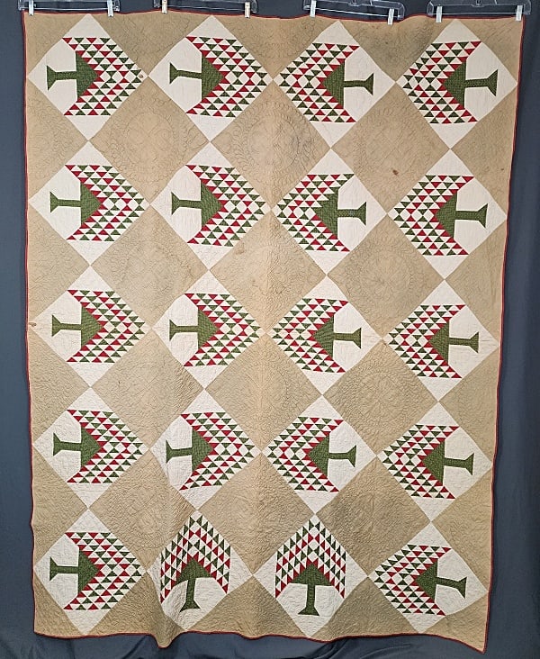 Antique c1880 Pine Tree Quilt (1 of 8)