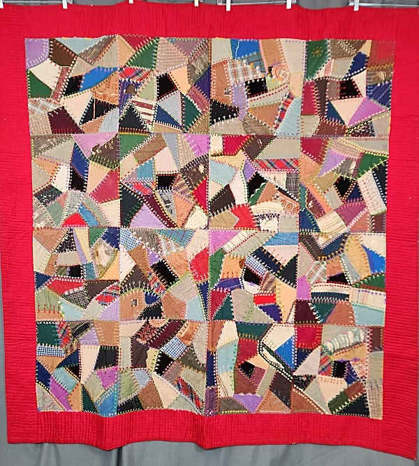 Antique c1910 Wool Crazy Quilt (1 of 14)