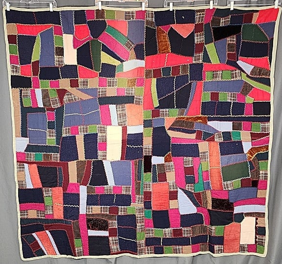 Vintage c1930 Wool Crazy Quilt (1 of 10)