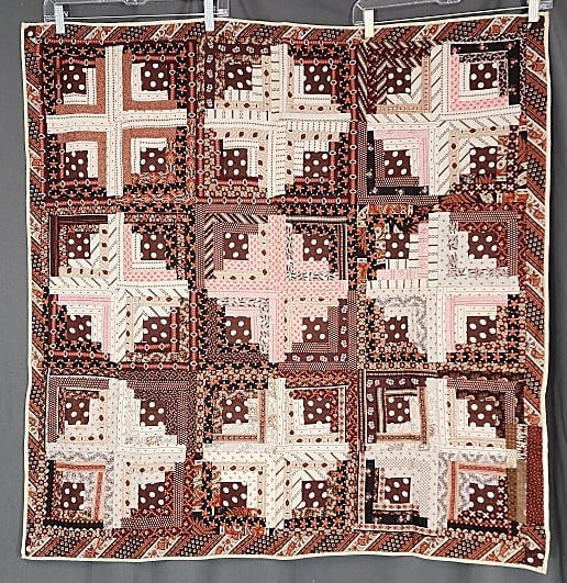Antique c1880 Log Cabin Crib Quilt (1 of 6)