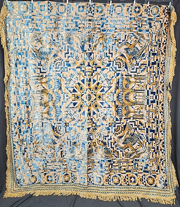 Vintage Italian Figural Velvet Bedcover (1 of 14)