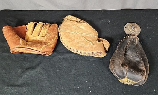 2 Vintage Baseball Mitts and a Speed Bag (1 of 13)