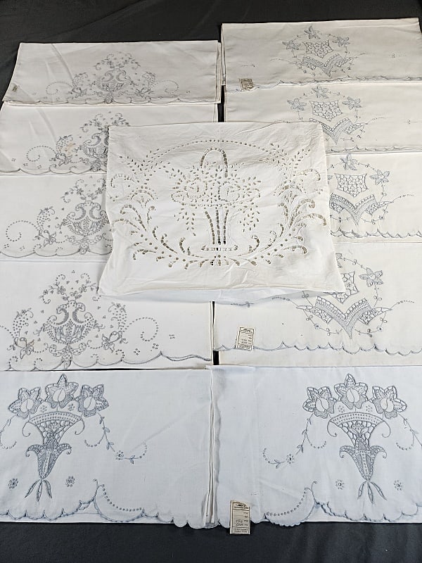 10 Vintage Madeira Embroidered Pillowcases (1 of 13)