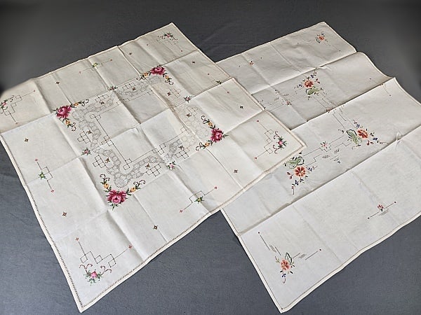 2 Vintage Petit Point Embroidered Tablecloths (1 of 12)