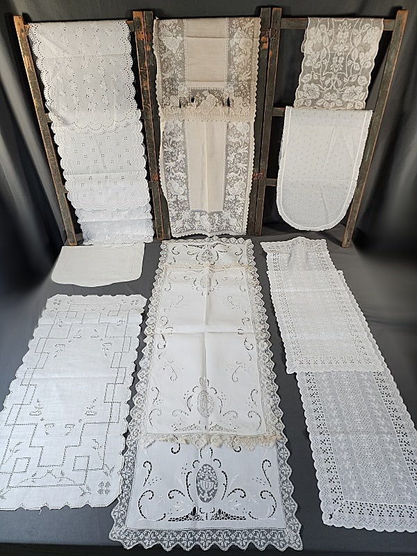 13 Vintage Dresser Scarves - Lace and more (1 of 13)