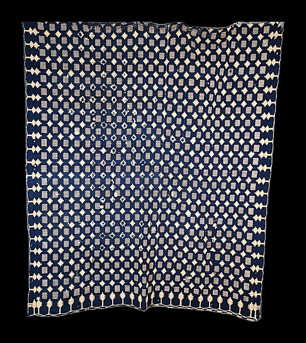Antique 19th Century Woven Coverlet-Indigo (1 of 12)
