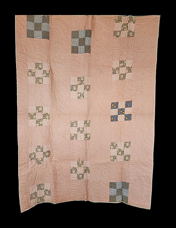 Antique c1900 9 Patch Quilt (1 of 7)