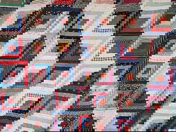 2 Antique Log Cabin Quilt Tops (1 of 18)