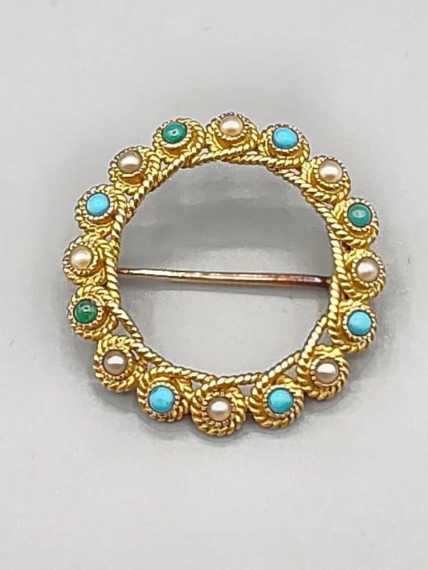 Antique Victorian 14kt Wreath Brooch (1 of 3)