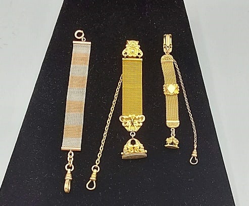 Group of 3 Victorian c1880 Metal Mesh Watch Fobs (1 of 12)