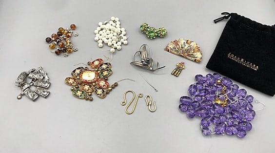 Group of Jewelry in Need of Repair: Group of Jewelry in Need of Repair-Necklaces, Bracelets and More. The group includes 1 2 strand purple glass bead necklace by Joan Rivers that has come unstrung, all pieces are believed to be included