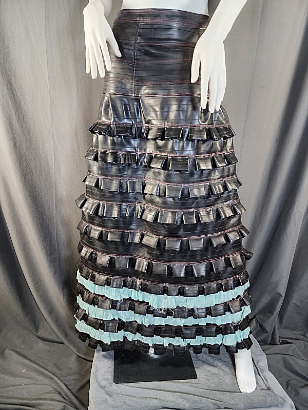 Black Rubber Fetish Long Box Pleated Skirt (1 of 9)