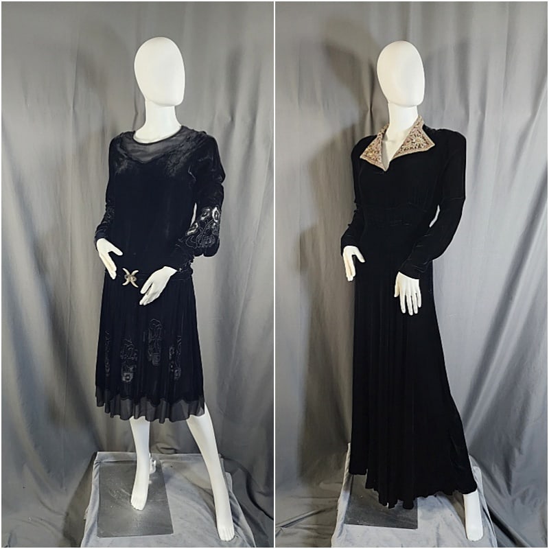 2 Vintage 1920s-1940s Black Velvet Dresses (1 of 19)