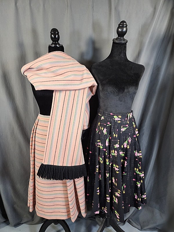 Vintage Novelty Print Skirt with Wool Skirt, Scarf (1 of 12)