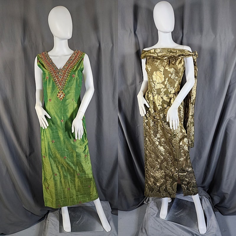 2 Vintage c1960s Dresses - Trigere and Raw Silk Indian (1 of 18)