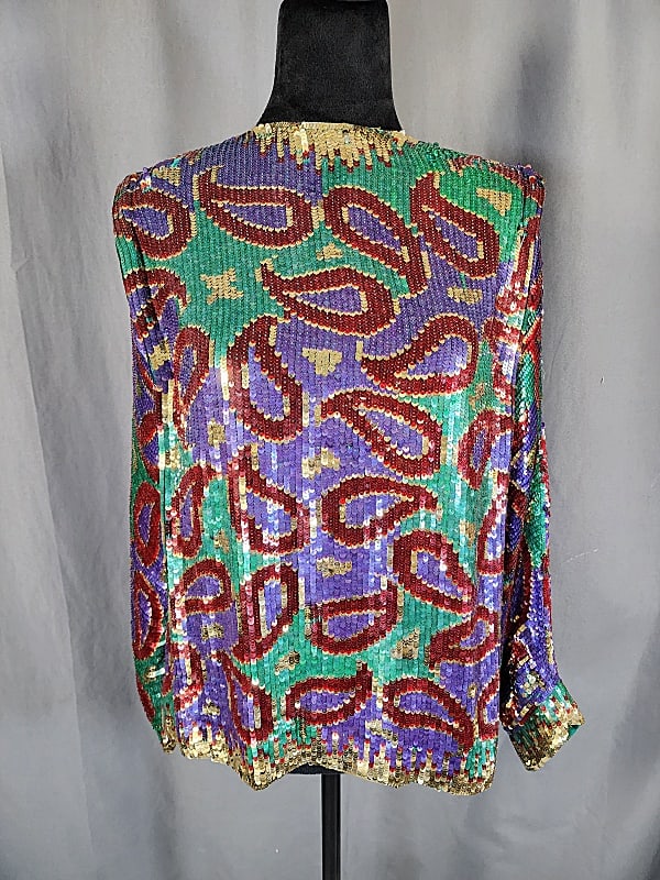 Vintage c1980 Oscar de la Renta Sequin Blouse (1 of 8)