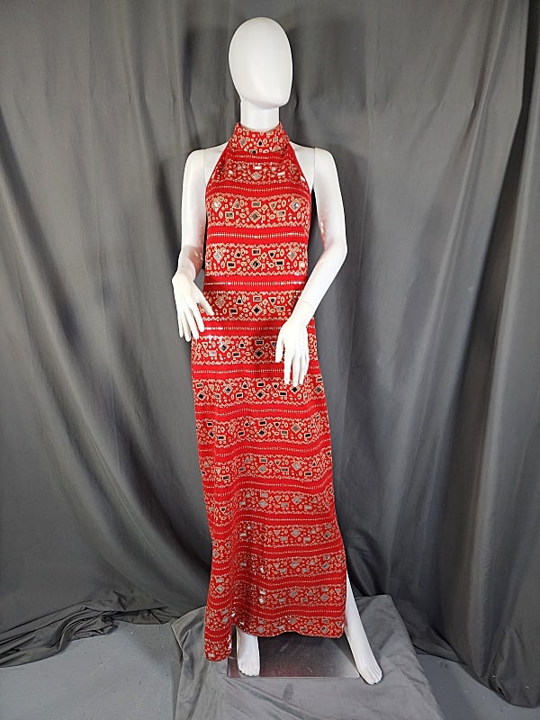 Mirrored Red Knit Evening Dress by St John (1 of 11)