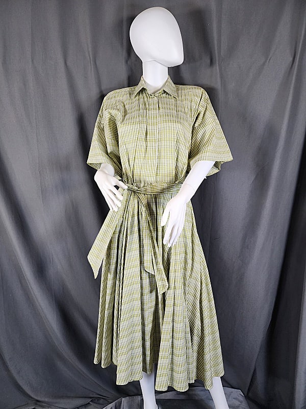 Green Plaid Shirt Waist Dress by Norma Kamali (1 of 8)