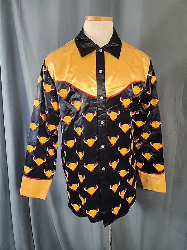Mens Vintage c1960 Black and Yellow Western Shirt (1 of 7)