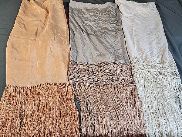 3 Antique Silk Shawls with Fringe (1 of 15)
