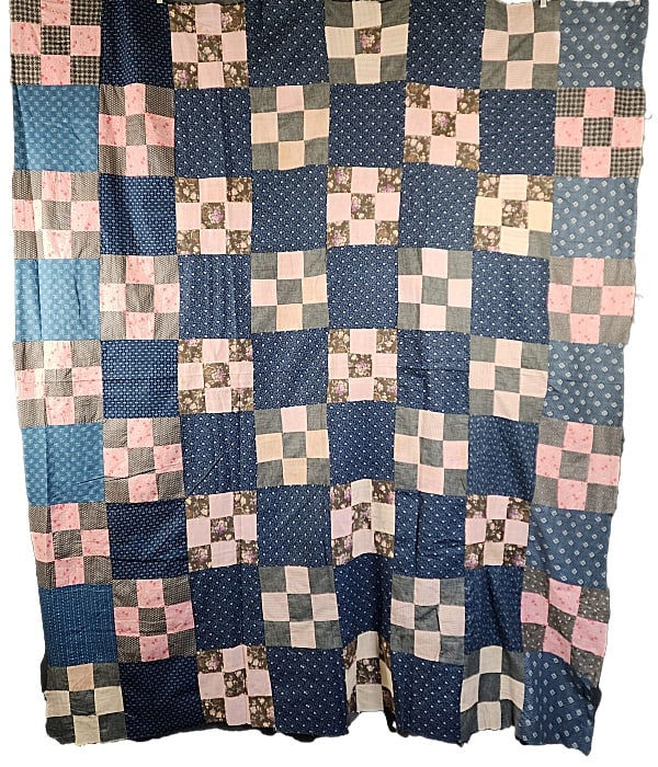 Vintage c1930 9 Patch Quilt Top (1 of 9)