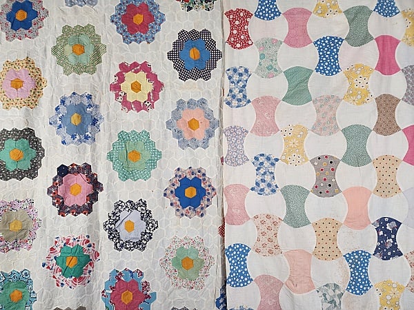 2 Vintage c1940 Quilt Tops: Apple Core, GFG (1 of 20)