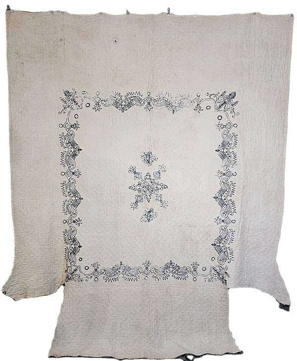 Antique c1800 Embroidered Quilt (1 of 14)