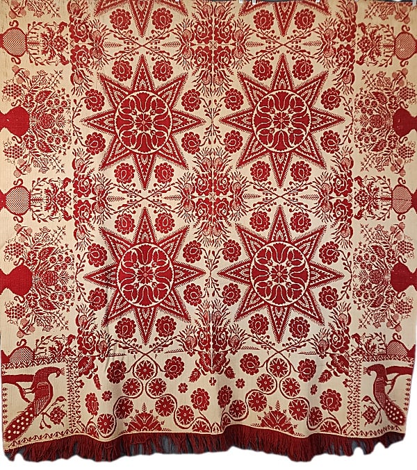 Antique 19th Century Coverlet - Peacocks (1 of 18)