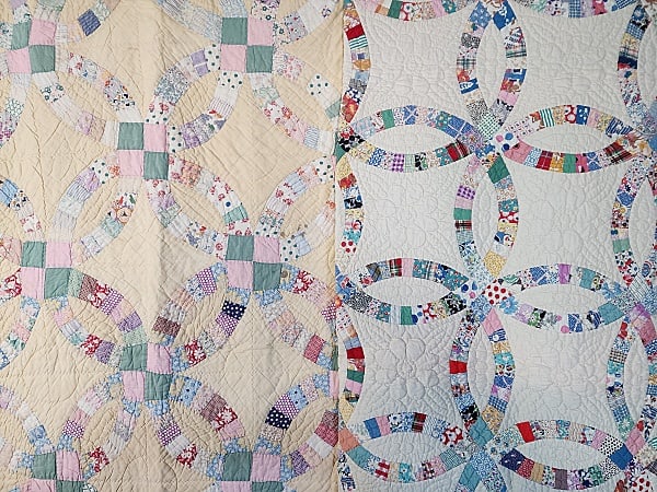 2 Vintage 1940s Double Wedding Ring Quilts (1 of 17)