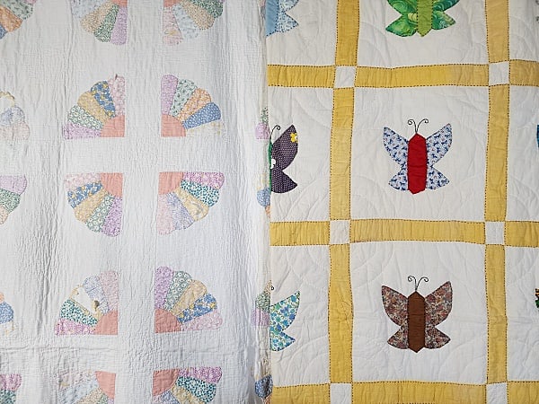 2 Vintage c1950 Quilts - Fan, Butterfly (1 of 17)